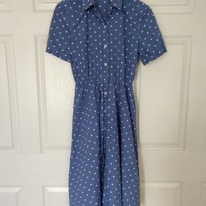Womens Blue & white polka dot dress